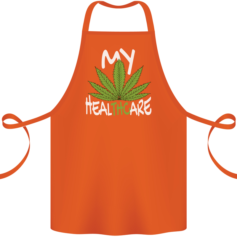 Weed My HealTHCare Cannabis Funny THC Cotton Apron 100% Organic Orange