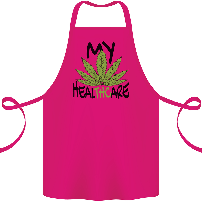 Weed My HealTHCare Cannabis Funny THC Cotton Apron 100% Organic Pink