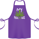 Weed My HealTHCare Cannabis Funny THC Cotton Apron 100% Organic Purple