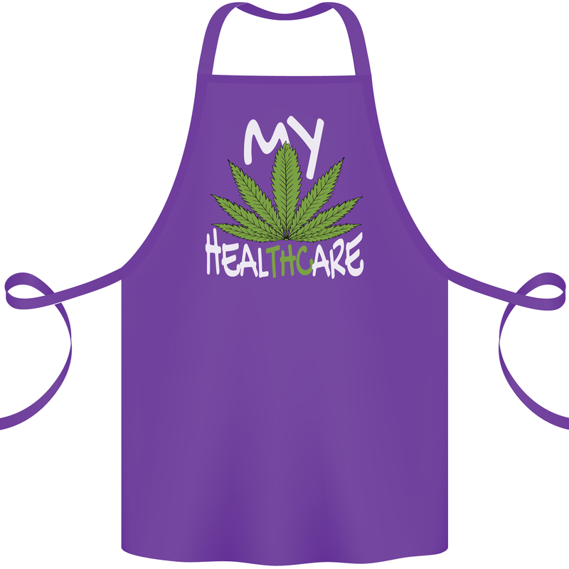 Weed My HealTHCare Cannabis Funny THC Cotton Apron 100% Organic Purple