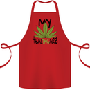 Weed My HealTHCare Cannabis Funny THC Cotton Apron 100% Organic Red