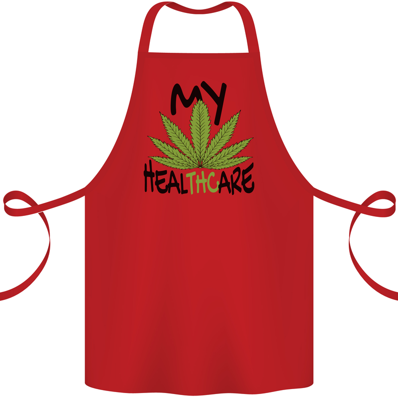 Weed My HealTHCare Cannabis Funny THC Cotton Apron 100% Organic Red