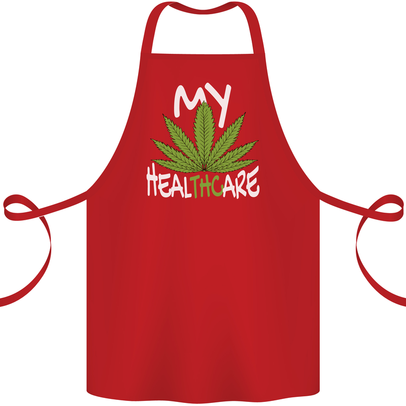 Weed My HealTHCare Cannabis Funny THC Cotton Apron 100% Organic Red