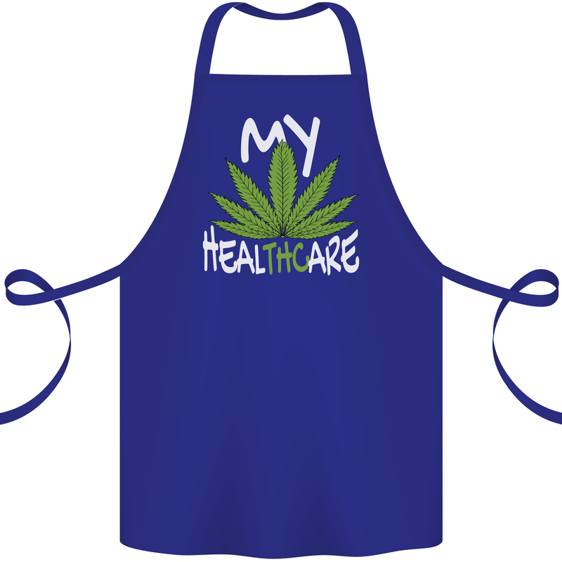 Weed My HealTHCare Cannabis Funny THC Cotton Apron 100% Organic Royal Blue