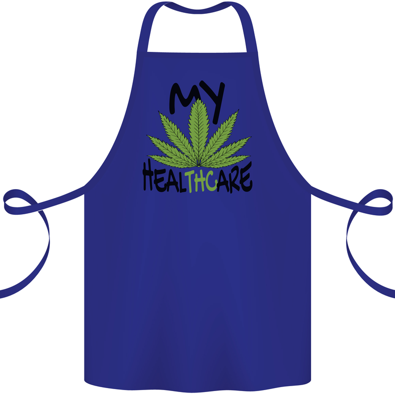 Weed My HealTHCare Cannabis Funny THC Cotton Apron 100% Organic Royal Blue
