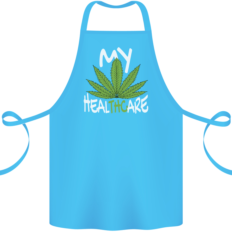 Weed My HealTHCare Cannabis Funny THC Cotton Apron 100% Organic Turquoise