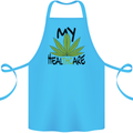 Weed My HealTHCare Cannabis Funny THC Cotton Apron 100% Organic Turquoise