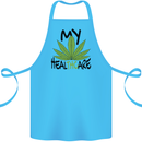 Weed My HealTHCare Cannabis Funny THC Cotton Apron 100% Organic Turquoise