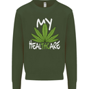 Weed My HealTHCare Cannabis Funny THC Kids Sweatshirt Jumper Forest Green