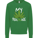 Weed My HealTHCare Cannabis Funny THC Kids Sweatshirt Jumper Irish Green