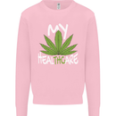 Weed My HealTHCare Cannabis Funny THC Kids Sweatshirt Jumper Light Pink