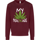Weed My HealTHCare Cannabis Funny THC Kids Sweatshirt Jumper Maroon
