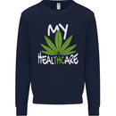 Weed My HealTHCare Cannabis Funny THC Kids Sweatshirt Jumper Navy Blue