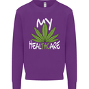 Weed My HealTHCare Cannabis Funny THC Kids Sweatshirt Jumper Purple