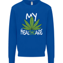 Weed My HealTHCare Cannabis Funny THC Kids Sweatshirt Jumper Royal Blue