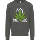 Weed My HealTHCare Cannabis Funny THC Kids Sweatshirt Jumper Storm Grey