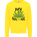 Weed My HealTHCare Cannabis Funny THC Kids Sweatshirt Jumper Yellow
