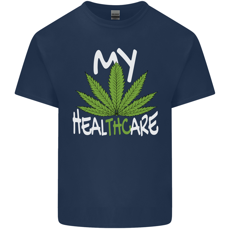 Weed My HealTHCare Cannabis Funny THC Kids T-Shirt Childrens Navy Blue