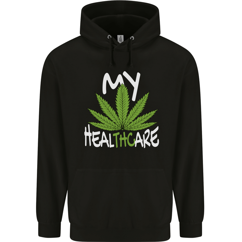 Weed My HealTHCare Cannabis Funny THC Mens 80% Cotton Hoodie Black