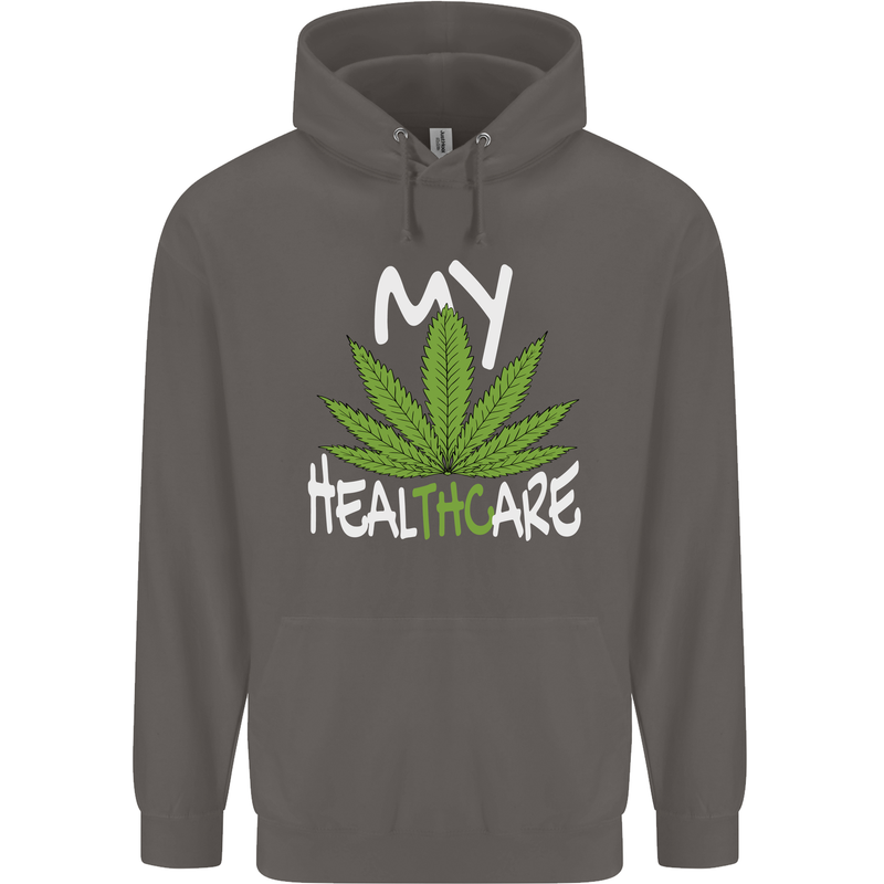 Weed My HealTHCare Cannabis Funny THC Mens 80% Cotton Hoodie Charcoal