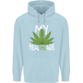 Weed My HealTHCare Cannabis Funny THC Mens 80% Cotton Hoodie Light Blue