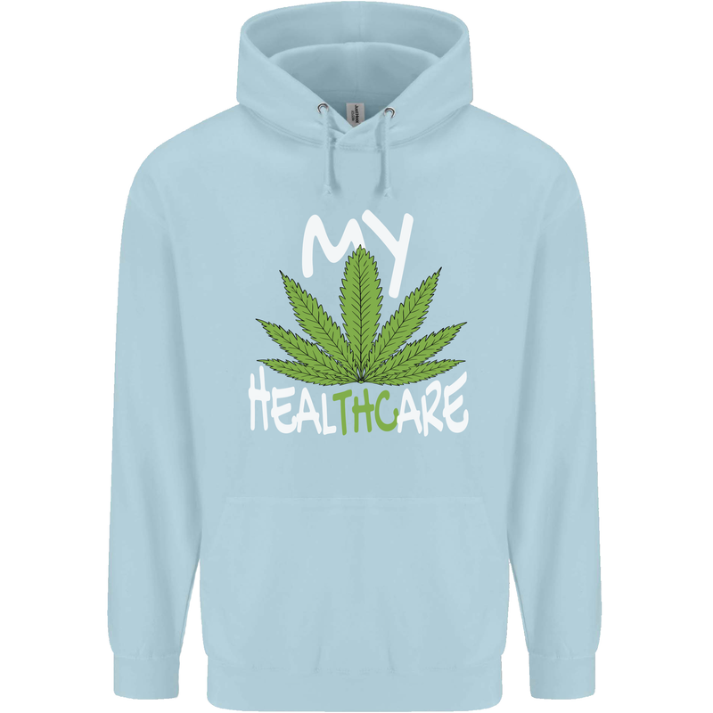 Weed My HealTHCare Cannabis Funny THC Mens 80% Cotton Hoodie Light Blue