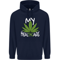 Weed My HealTHCare Cannabis Funny THC Mens 80% Cotton Hoodie Navy Blue