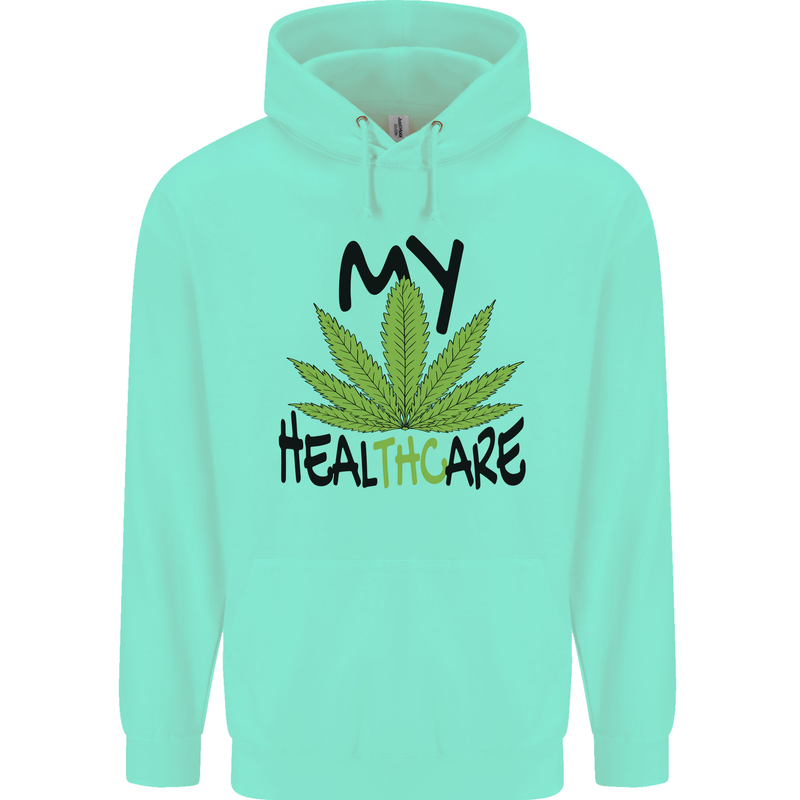 Weed My HealTHCare Cannabis Funny THC Mens 80% Cotton Hoodie Peppermint