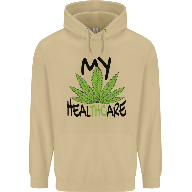 Weed My HealTHCare Cannabis Funny THC Mens 80% Cotton Hoodie Sand