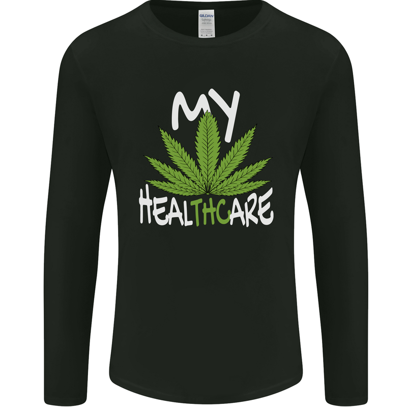 Weed My HealTHCare Cannabis Funny THC Mens Long Sleeve T-Shirt Black