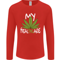 Weed My HealTHCare Cannabis Funny THC Mens Long Sleeve T-Shirt Red