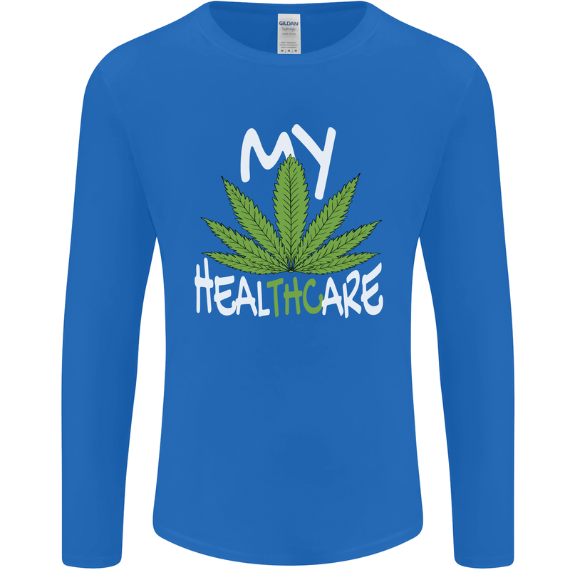 Weed My HealTHCare Cannabis Funny THC Mens Long Sleeve T-Shirt Royal Blue
