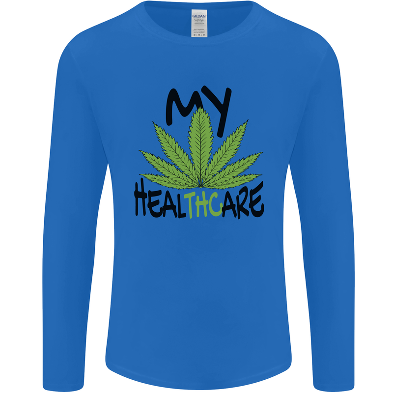 Weed My HealTHCare Cannabis Funny THC Mens Long Sleeve T-Shirt Royal Blue