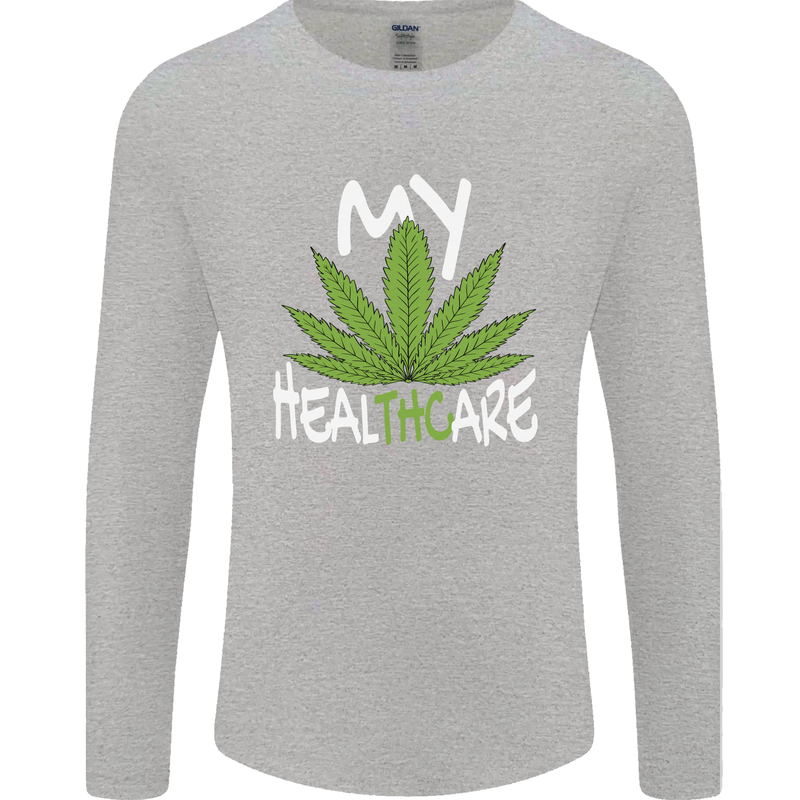 Weed My HealTHCare Cannabis Funny THC Mens Long Sleeve T-Shirt Sports Grey