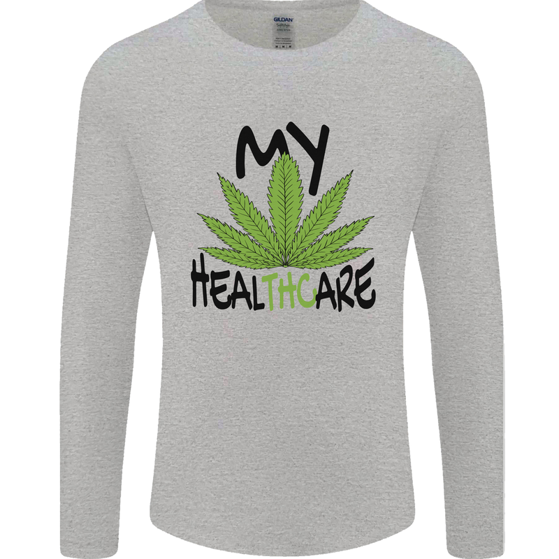 Weed My HealTHCare Cannabis Funny THC Mens Long Sleeve T-Shirt Sports Grey