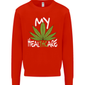 Weed My HealTHCare Cannabis Funny THC Mens Sweatshirt Jumper Bright Red