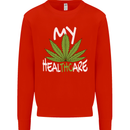 Weed My HealTHCare Cannabis Funny THC Mens Sweatshirt Jumper Bright Red
