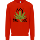 Weed My HealTHCare Cannabis Funny THC Mens Sweatshirt Jumper Bright Red