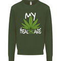 Weed My HealTHCare Cannabis Funny THC Mens Sweatshirt Jumper Forest Green