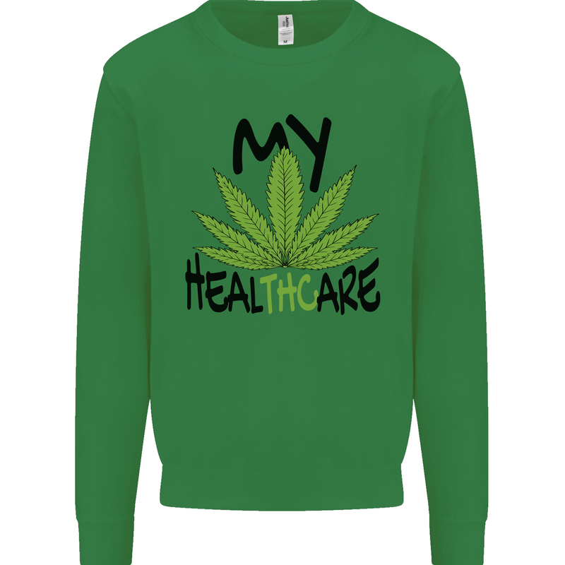 Weed My HealTHCare Cannabis Funny THC Mens Sweatshirt Jumper Irish Green