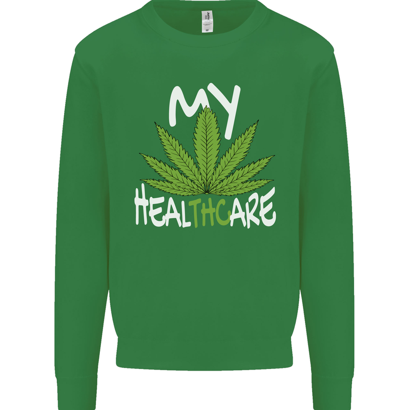 Weed My HealTHCare Cannabis Funny THC Mens Sweatshirt Jumper Irish Green
