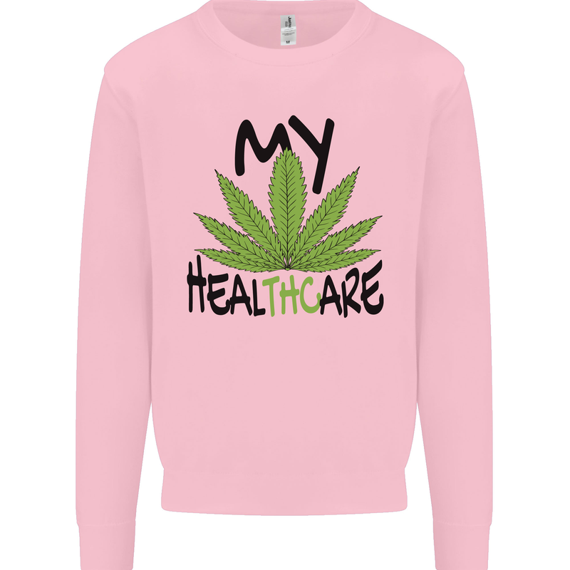Weed My HealTHCare Cannabis Funny THC Mens Sweatshirt Jumper Light Pink