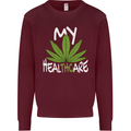 Weed My HealTHCare Cannabis Funny THC Mens Sweatshirt Jumper Maroon