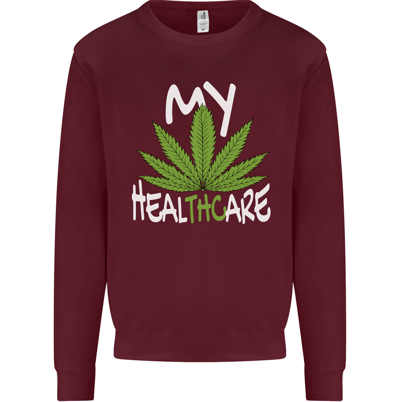 Weed My HealTHCare Cannabis Funny THC Mens Sweatshirt Jumper Maroon