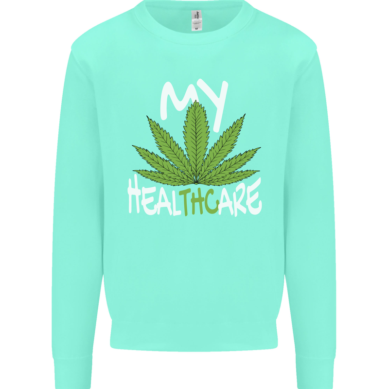 Weed My HealTHCare Cannabis Funny THC Mens Sweatshirt Jumper Peppermint