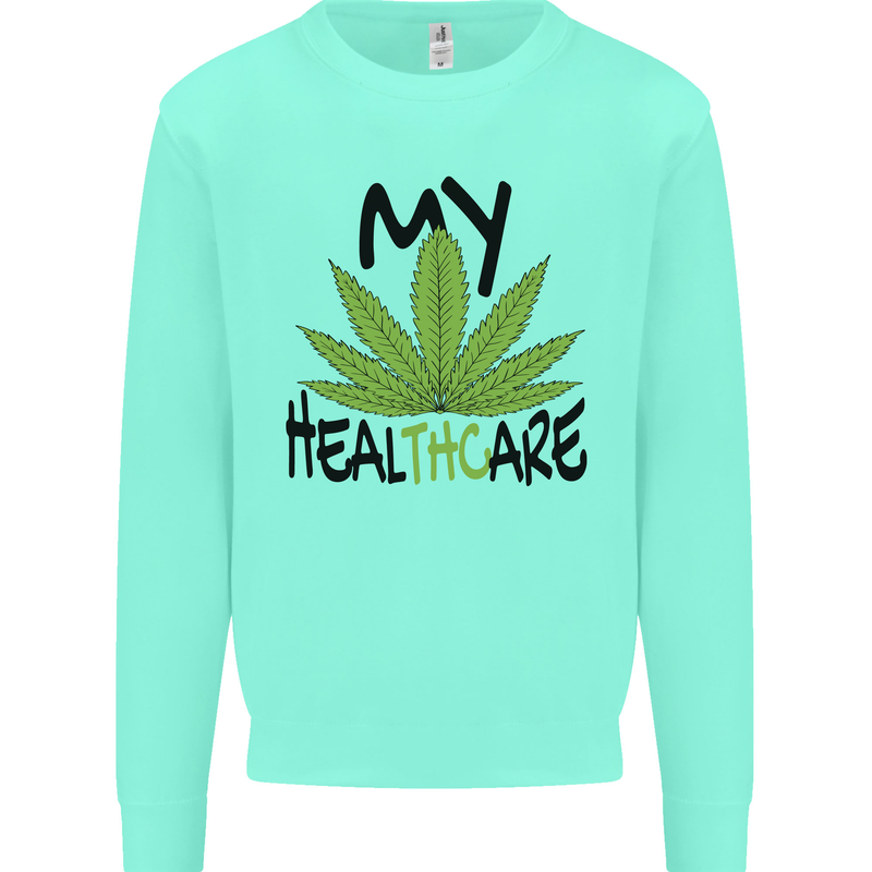 Weed My HealTHCare Cannabis Funny THC Mens Sweatshirt Jumper Peppermint