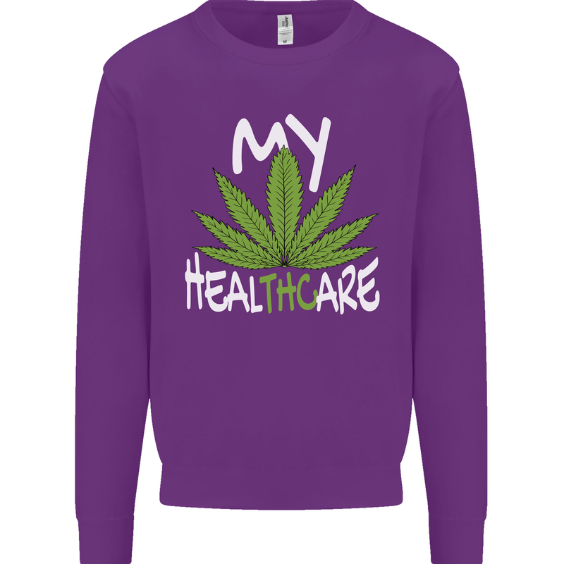 Weed My HealTHCare Cannabis Funny THC Mens Sweatshirt Jumper Purple