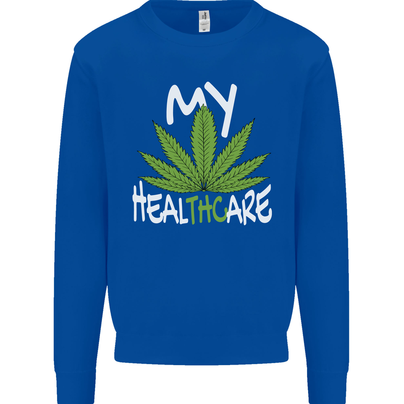 Weed My HealTHCare Cannabis Funny THC Mens Sweatshirt Jumper Royal Blue