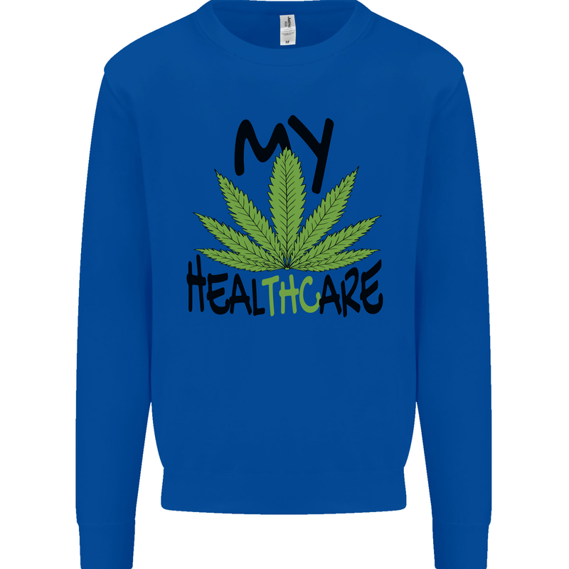 Weed My HealTHCare Cannabis Funny THC Mens Sweatshirt Jumper Royal Blue