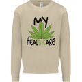 Weed My HealTHCare Cannabis Funny THC Mens Sweatshirt Jumper Sand
